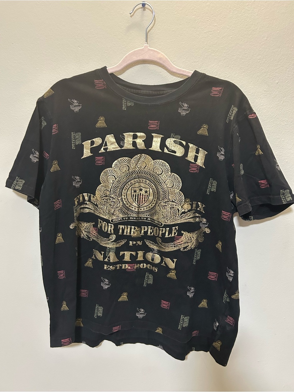 Parish Nation Men's Graphic Black Gold T-Shirt Size L ESTD 2006 0351